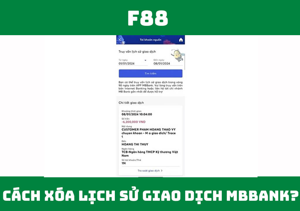 cách xóa lịch sử giao dịch MB Bank