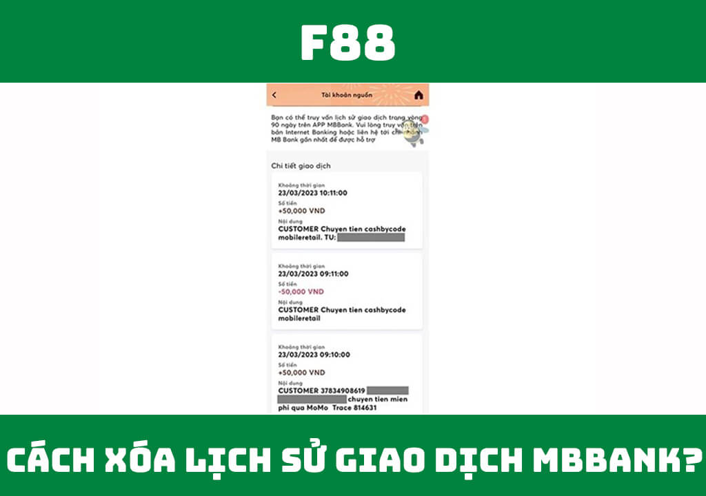 cách xóa lịch sử giao dịch MB Bank