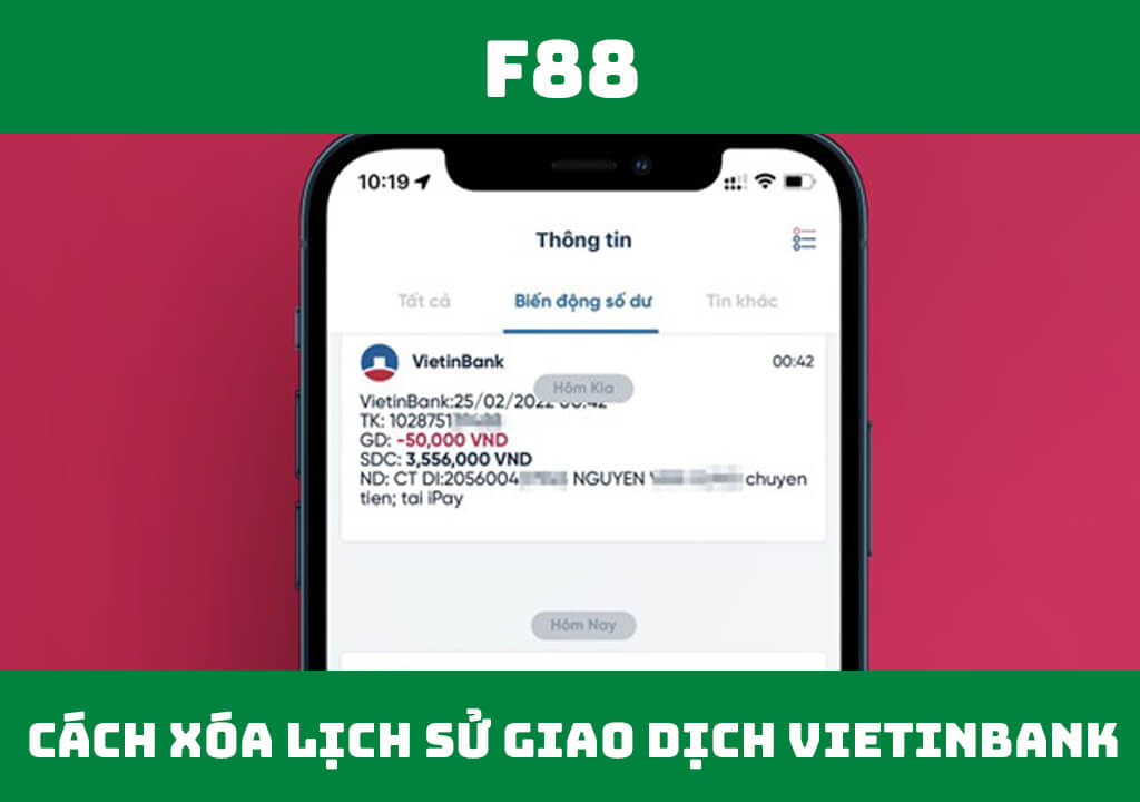 Cách xóa lịch sử giao dịch Vietinbank