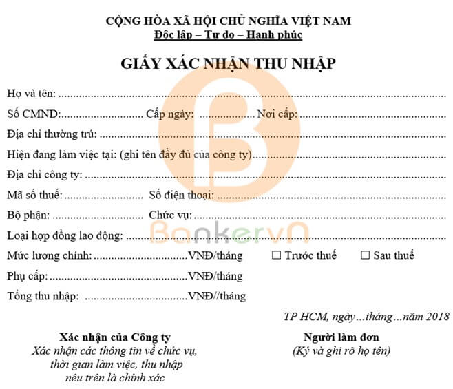 Cách làm giấy chứng minh thu nhập cá nhân